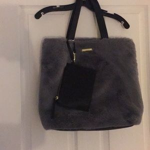 Steve Madden Gray Fuzzy Tote Perfect Condition